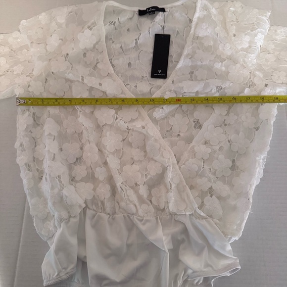 Lulus White Lace Faux Wrap Bodysuit - Beautiful - Picture 10 of 14